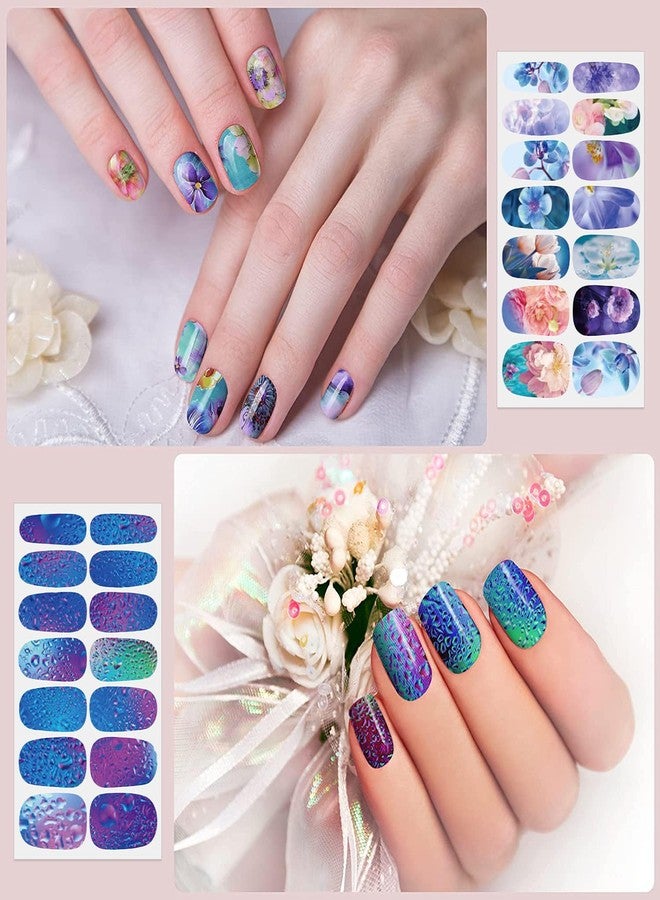 DANNEASY 12 Sheets Nail Polish Strips Self Adhesive Gel Nail Stickers Full Nail Wraps for Women Girl Graffiti Gradient Starry Sky Nails Design Gel Strips Manicure Nail Art Accessories - Image 3